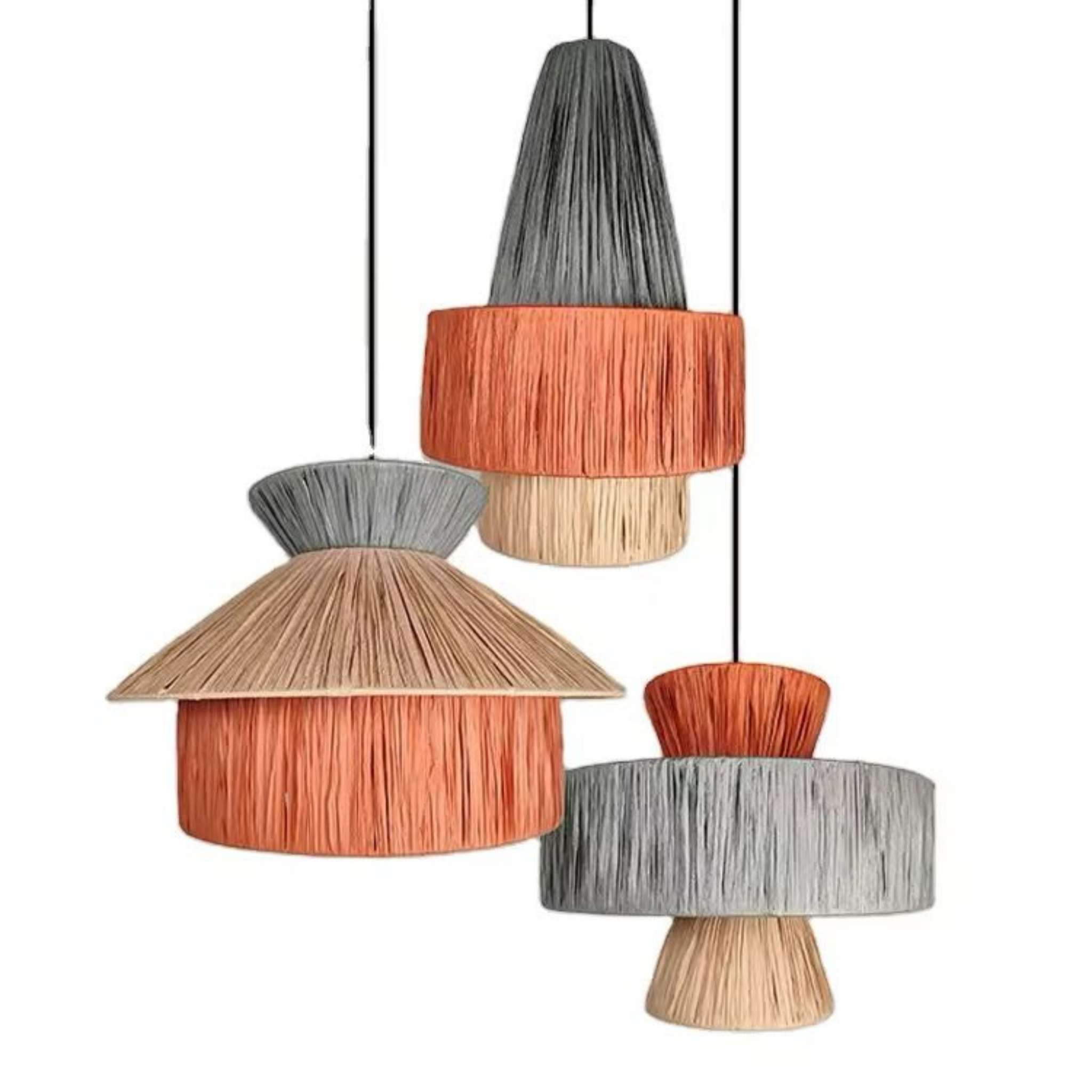 Raffia Multicolor Pendant Lamp Set of 3 LP-48